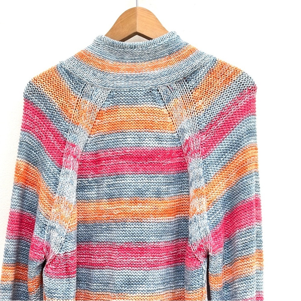 J. Jill Striped Tunic Sweater Linen Cotton Knit Beachy Casual Blue Size Large - Picture 12 of 15